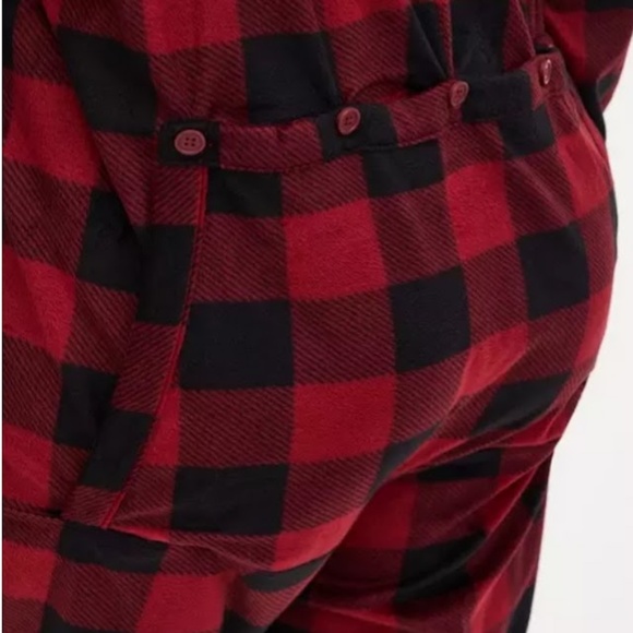 Torrid Buffalo Plaid Fleece Hooded Lounge One Piece Back Flap Size 0/00 (M/L) - Picture 4 of 7